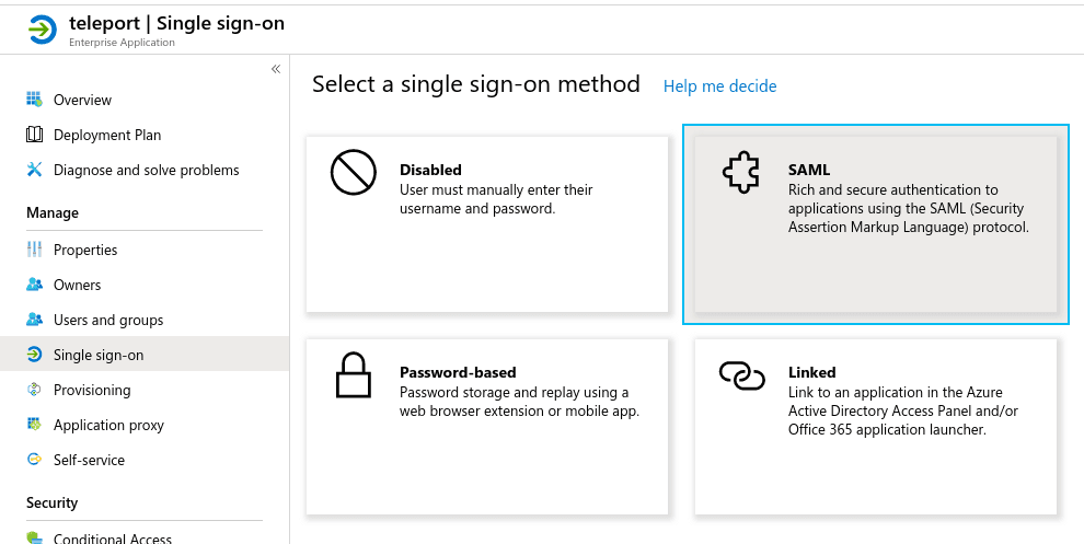 Select SAML